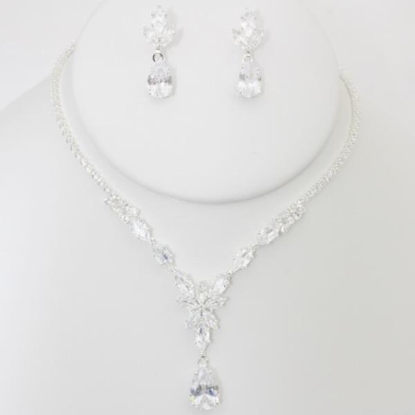 TEARDROP RHINESTONE NECKLACE EARRING SET