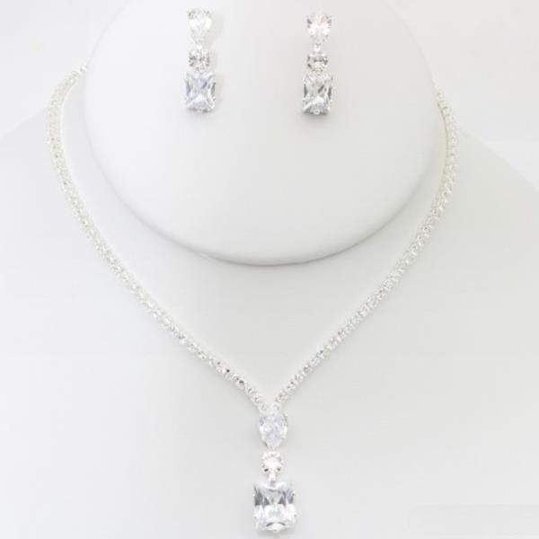 RHINESTONE NECKLACE EARRING SET