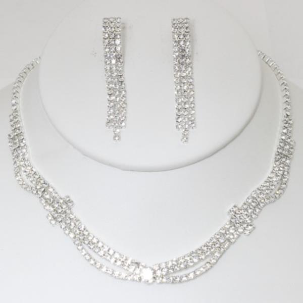 RHINESTONE NECKLACE EARRING SET