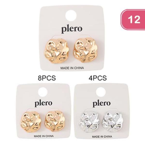 TEXTURED ROUND STUD EARRINGS (12 UNITS)