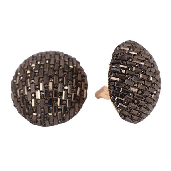 RHINESTONE ROUND CLIP ON EARRING