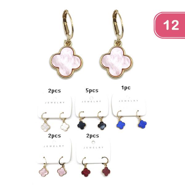 CLOVER HUGGIE DANGLE EARRING (12 UNITS)