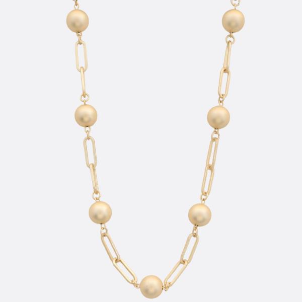 BALL BEAD OVAL LINK METAL NECKLACE