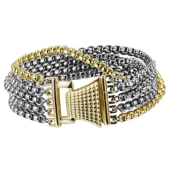 TT 5 ROW CROSSOVER SNAP LOCK CHAIN BRACELET