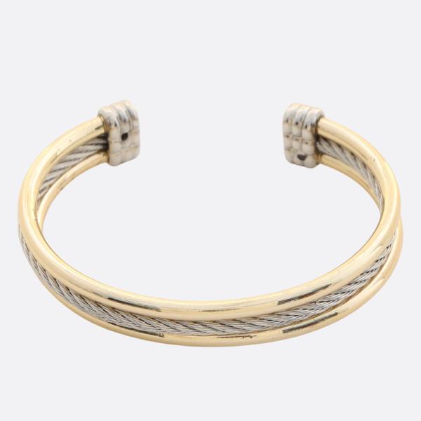 TWO TONE CUFF METAL BRACELET