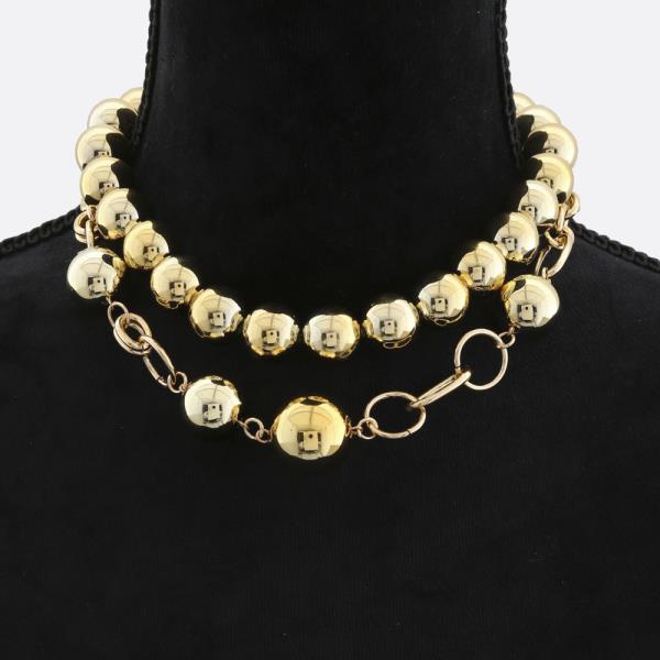 BALL BEAD LINK LAYERED NECKLACE