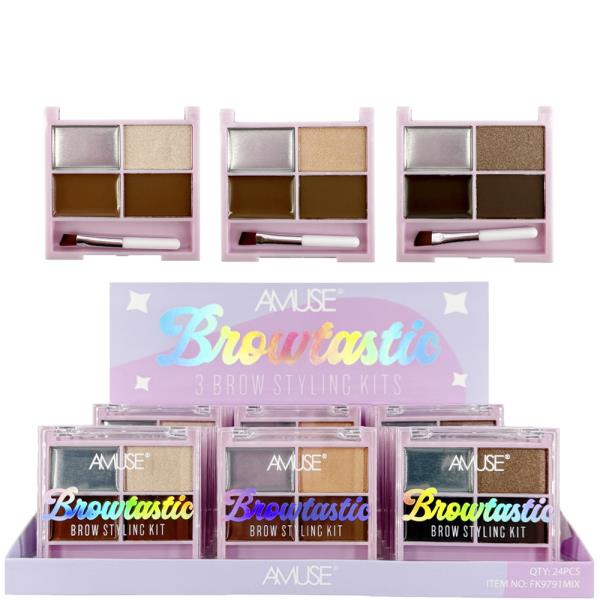 AMUSE 3 BROWTASTIC BROW STYLING PALETTE KITS (24 UNITS)