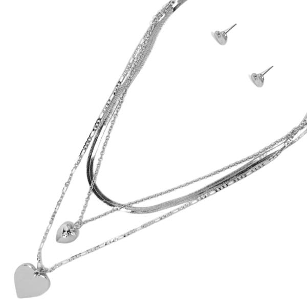 HEART CHARM LAYERED METAL NECKLACE