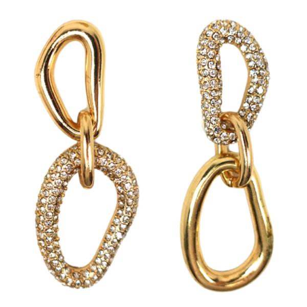 DOUBLE OVAL RHINESTONE LINK EARRING