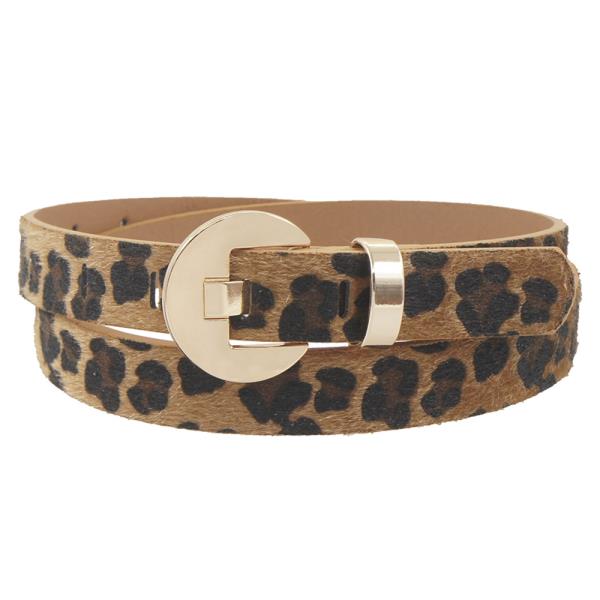 FLAT FRONT CIRCLE SKINNY LEOPARD BELT