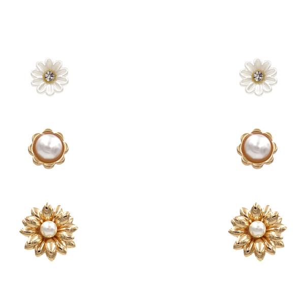 FLOWER PEARL MULTI EARRING SET