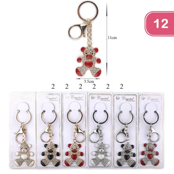 RHINESTONE BEAR KEYCHAIN (12 UNITS)