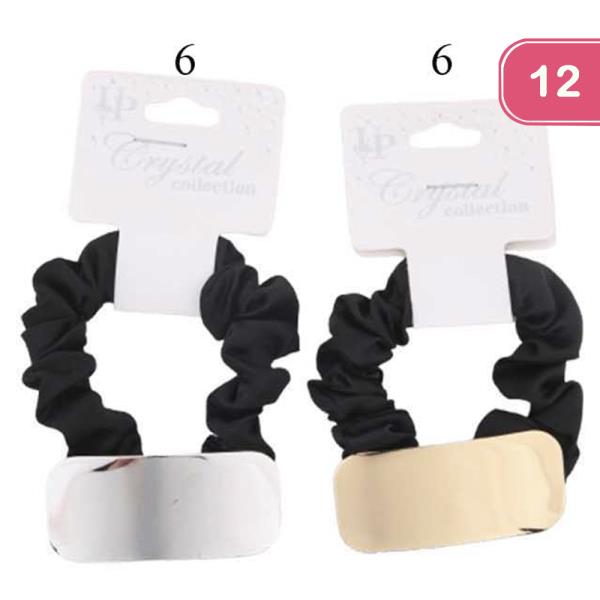 RECTANGLE METAL HAIR SCRUNCHIES TIE (12 UNITS)