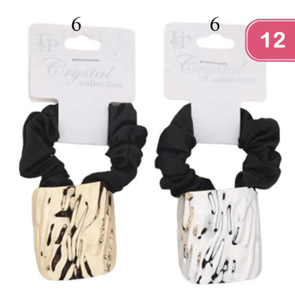 SQUARE METAL HAIR SCRUNCHIES TIE (12 UNITS)