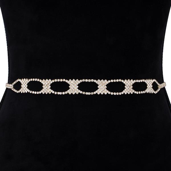 RHINESTONE OPEN DESIGN HOOK BELT