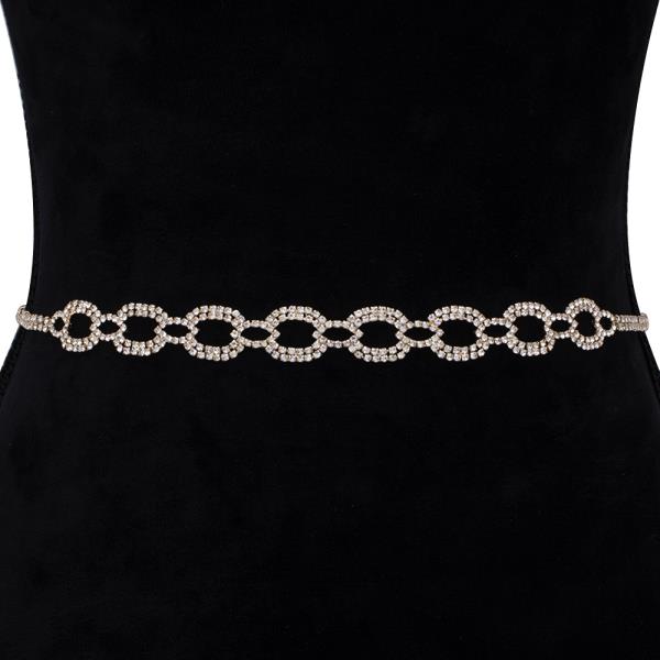 RHINESTONE ROUND OVAL LINK HOOK BELT