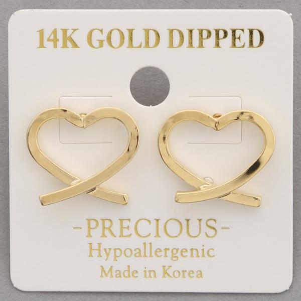 14K GOLD DIPPED HEART EARRING