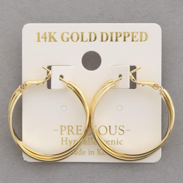 14K GOLD DIPPED TRIPLE HOOP EARRING