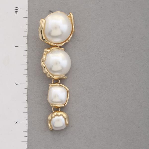 PEARL BEAD METAL DANGLE EARRING