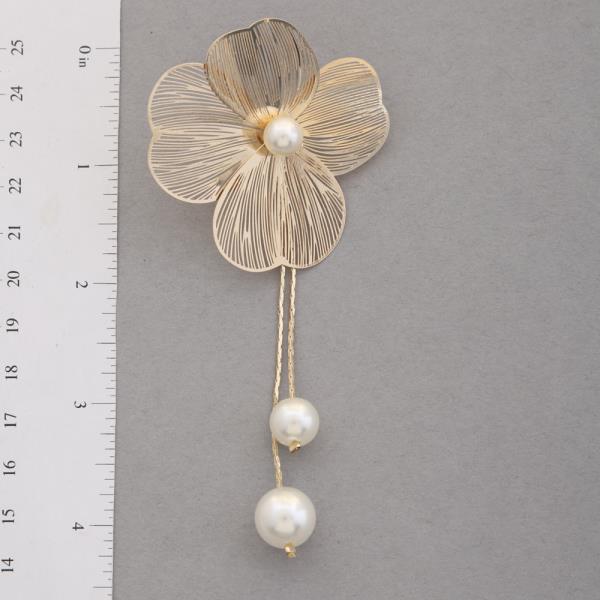 FLOWER PEARL BEAD DANGLE EARRING