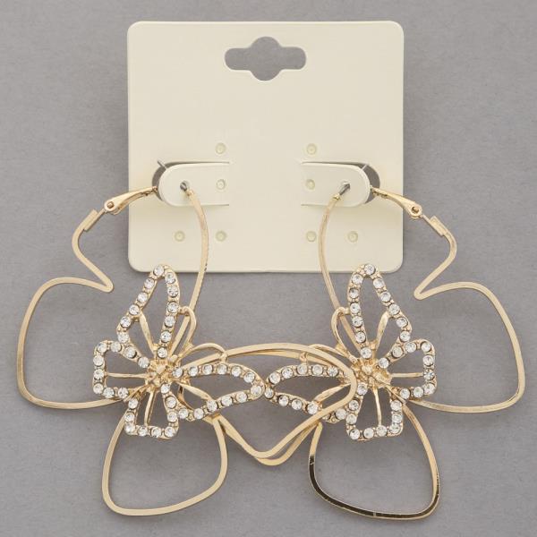 BUTTERFLY METAL RHINESTONE EARRING