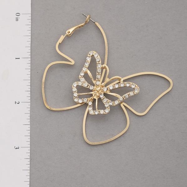 BUTTERFLY METAL RHINESTONE EARRING