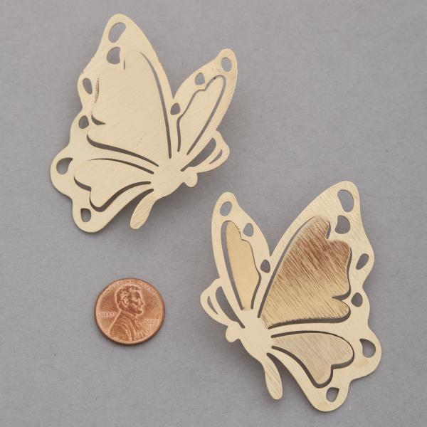 BRUSHED METAL BUTTERFLY EARRING