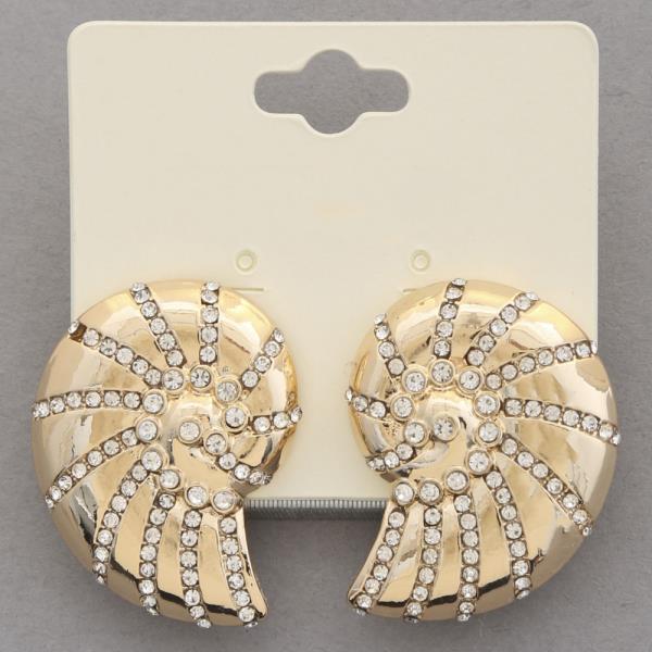 SEASHELL RHINESTONE METAL EARRING