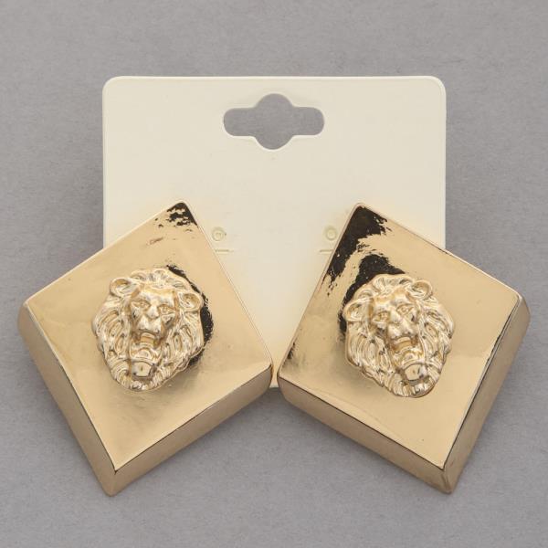 LION HEAD METAL EARRING