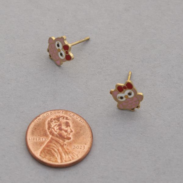 18K GOLD DIPPED OWL STUD EARRING