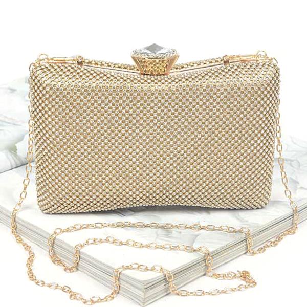 RHINESTONE HARD CLUTCH BAG