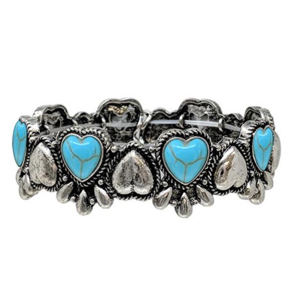 WESTERN STYLE HEART LINK METAL BRACELET