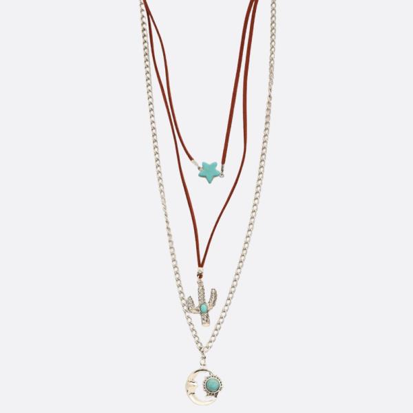 WESTERN STYLE MULTI CHARM LAYERED NECKLACE