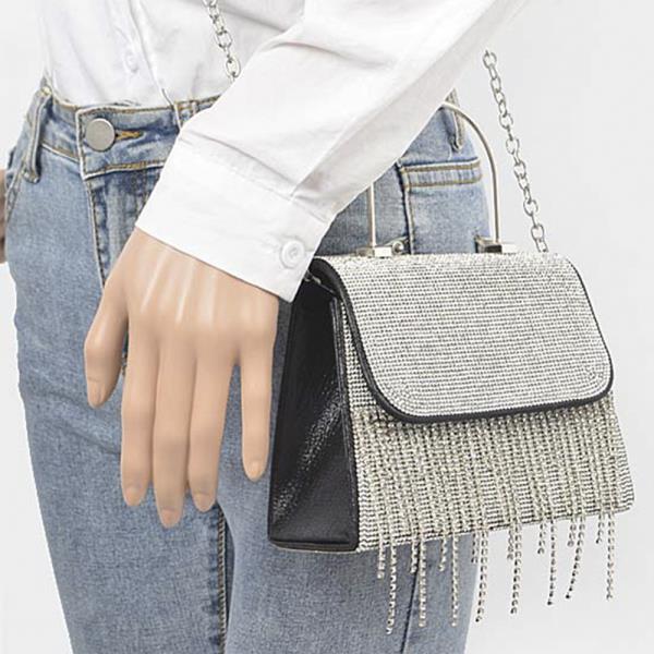 RHINESTONE FRINGE TOP HANDLE BAG