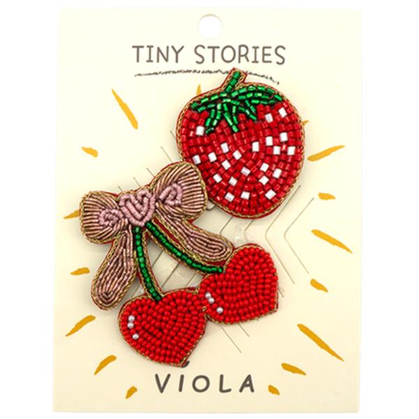 SEED BEAD STRAWBERRY CHERRY PIN SET