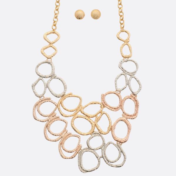 CIRCLE OVAL LINK METAL NECKLACE