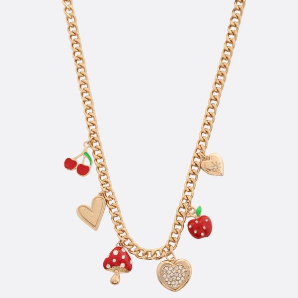 HEART MUSHROOM MULTI CHARM NECKLACE