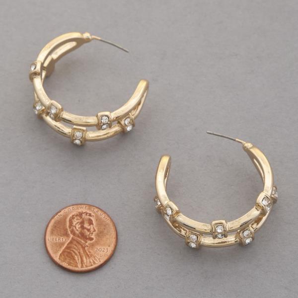 DOUBLE HOOP RHINESTONE EARRING