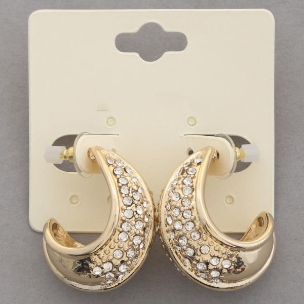 OPEN OVAL METAL RHINESTONE EARRING