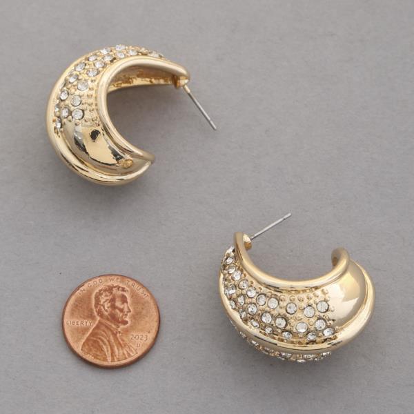 OPEN OVAL METAL RHINESTONE EARRING