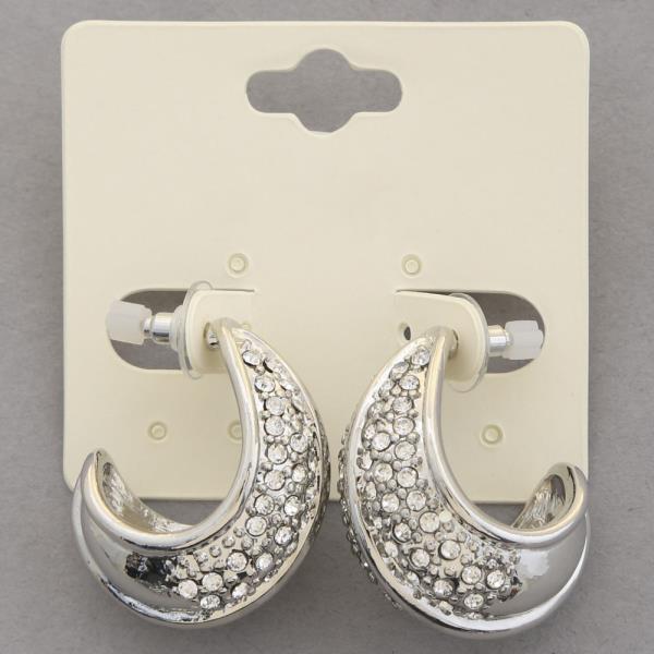 OPEN OVAL METAL RHINESTONE EARRING