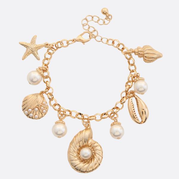 SEALIFE PEARL BEAD METAL BRACELET