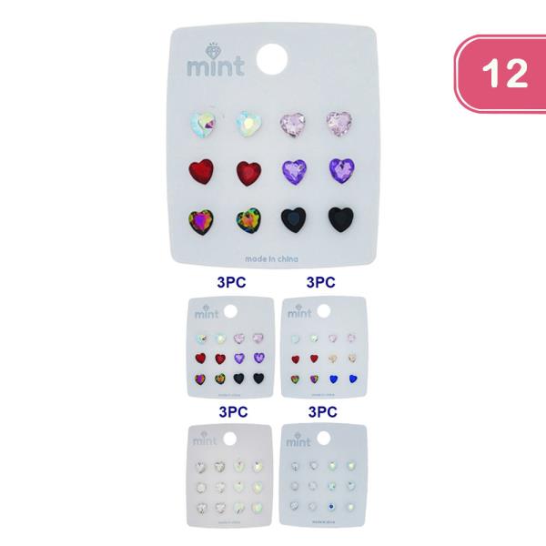 HEART STUD EARRING SET (12 UNITS)