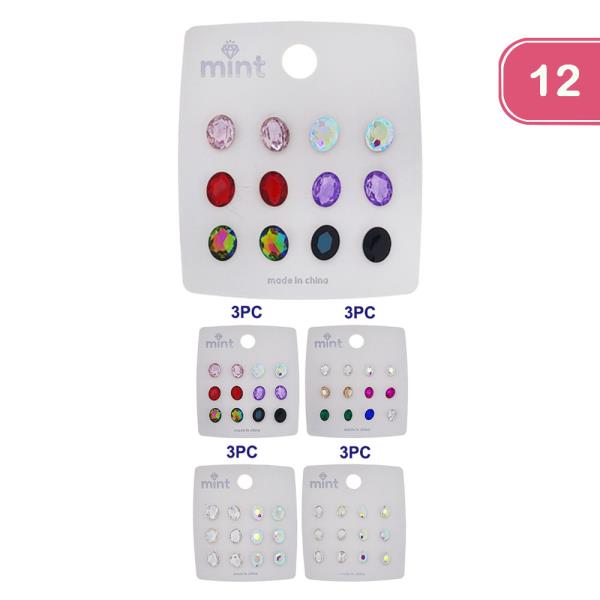 OVAL STUD EARRING SET (12 UNITS)