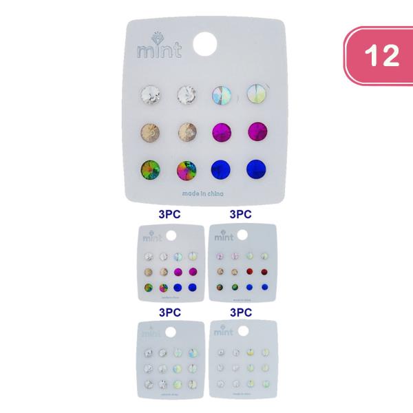 COLOR STONE EARRING SET (12 UNITS)