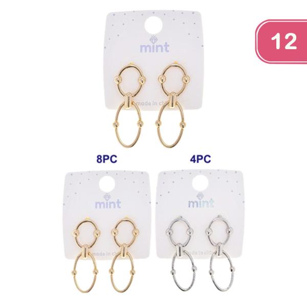 METAL OVAL DANGLE EARRING (12 UNITS)