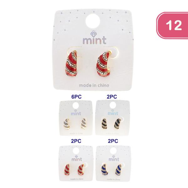 RHINESTONE COLOR EARRING (12 UNITS)