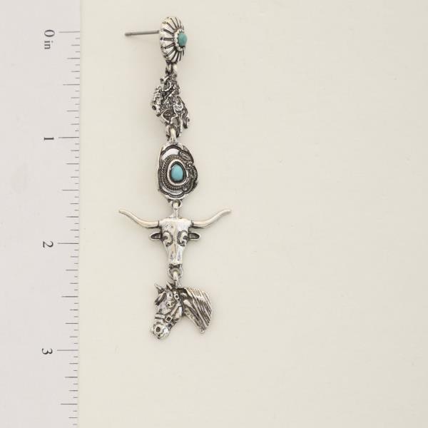 WESTERN STYLE CATTLE HEAD DANGLE EARRING