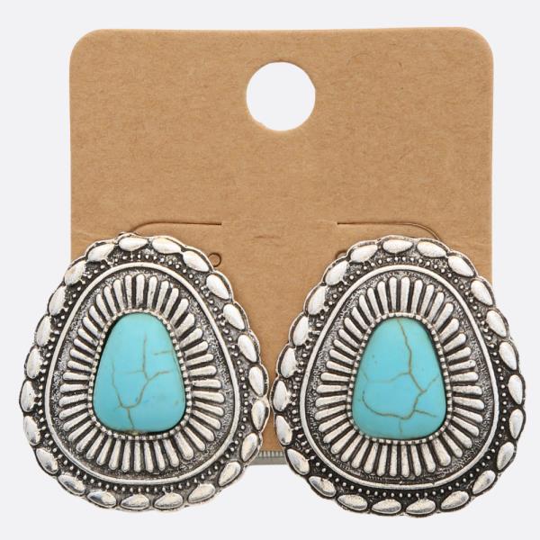 WESTERN STYLE TURQUOISE BEAD EARRING