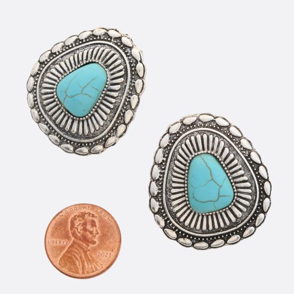 WESTERN STYLE TURQUOISE BEAD EARRING